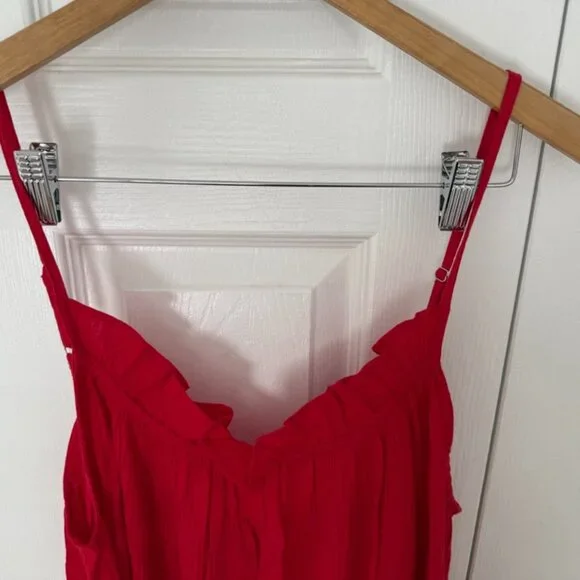 J Crew Red ruffle beach dress in airy gauze, M/L - Picture 3 of 5